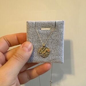 10k Gold Heart Filigree Pendant Necklace - 10inch long